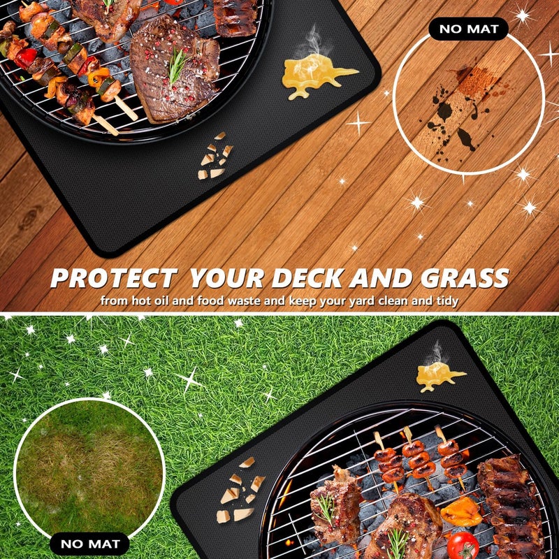 rumlick 60 x 40 inch Under Grill Mats for Outdoor Grill, Oil and Waterproof, Double-Sided Fireproof Fire Pit Fireplace Outdoor BBQ Mat for Protecting Deck and Lawn - Image 4